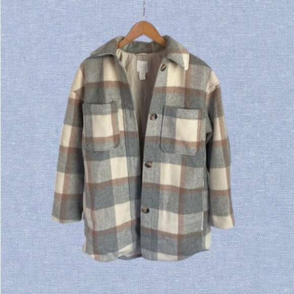 H&M Oversized Shirt Jacket size XS in Plaid - Picture 1 of 13